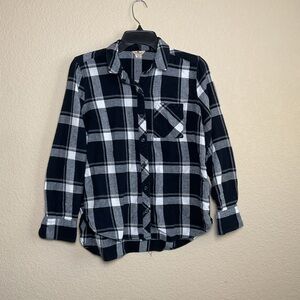 Woolrich Womens Medium Button Down Long Sleeve Navy Plaid‎ Flannel Top